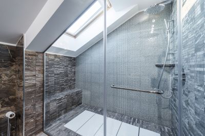 Glass Panel Shower with Skylight